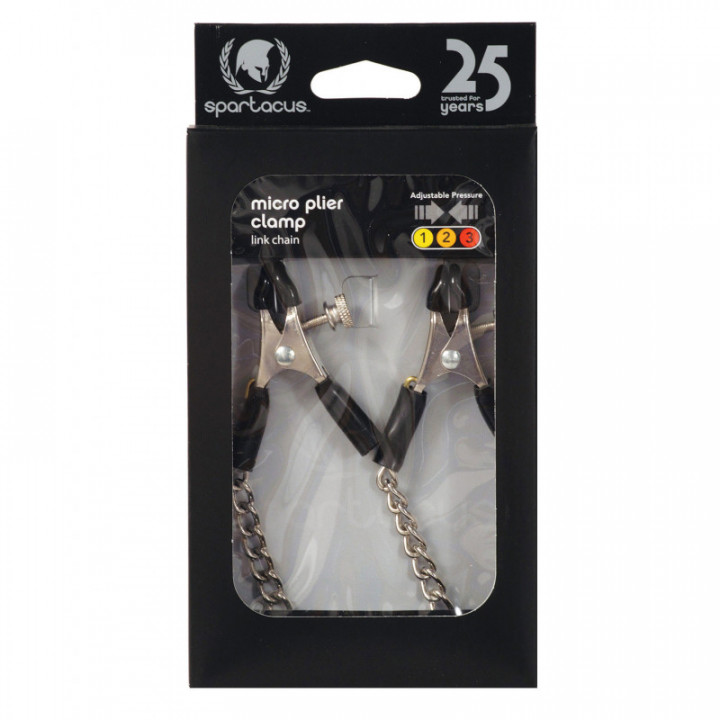 Spartacus Adjustable Micro Plier Nipple Clamps w/Link Chain