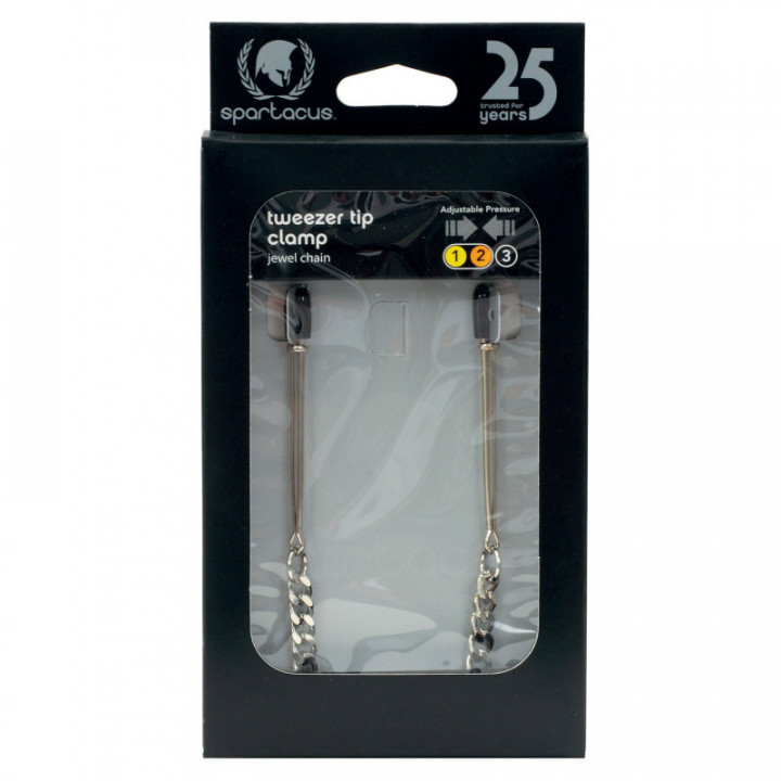 Spartacus Adjustable Tweezer Nipple Clamps w/Jewel Chain