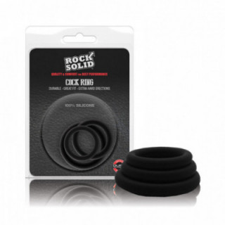 Rock Solid Tri-Pack Silicone Gasket Cockrings - Black